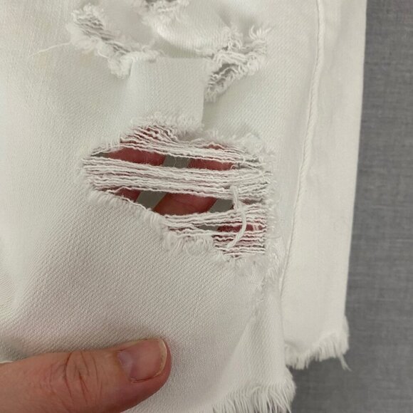 American Eagle Jean Skirt Distressed White Denim Mini Size 00 - Picture 5 of 10